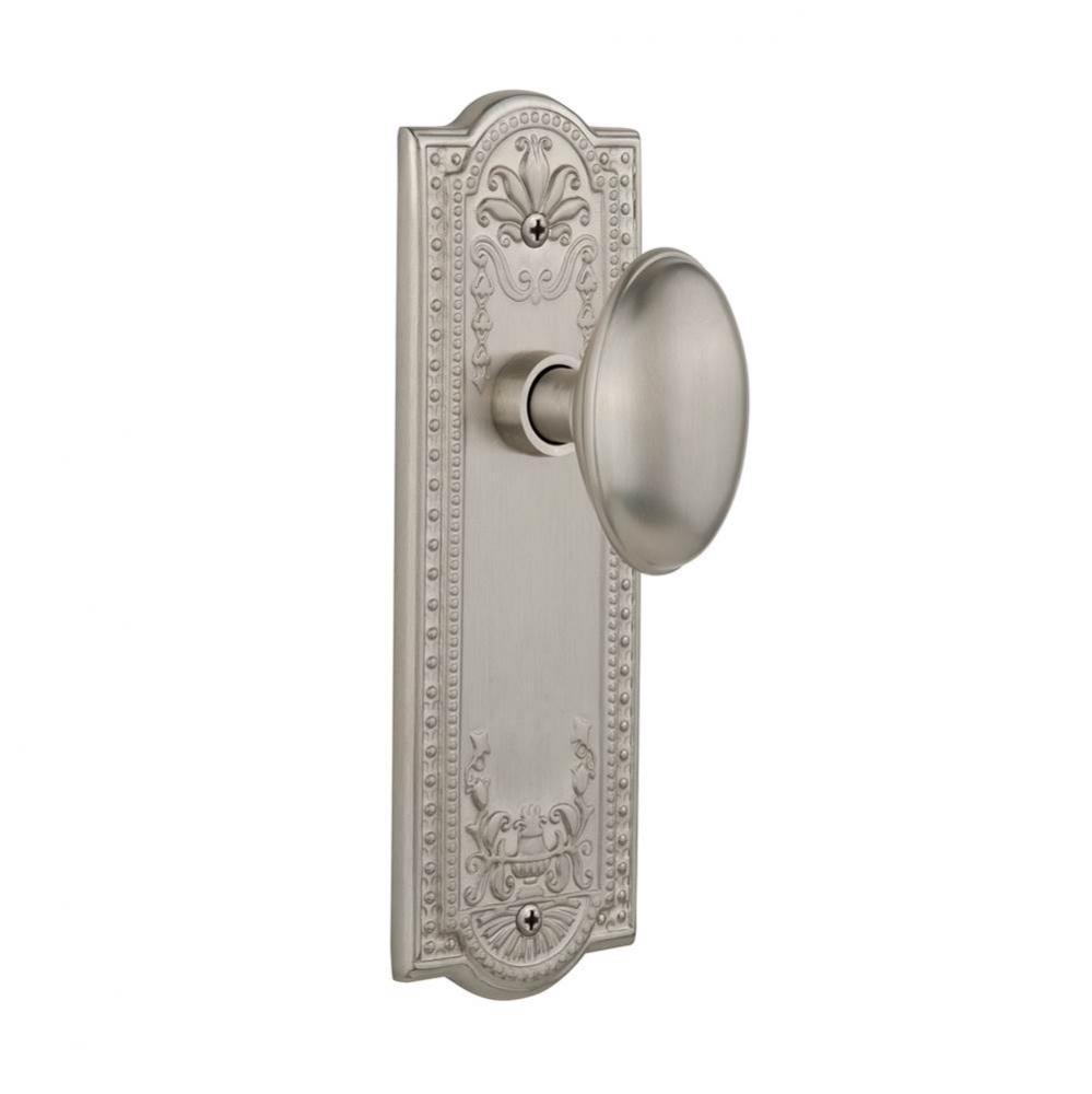 Nostalgic Warehouse Meadows Plate Privacy Homestead Door Knob in Satin Nickel