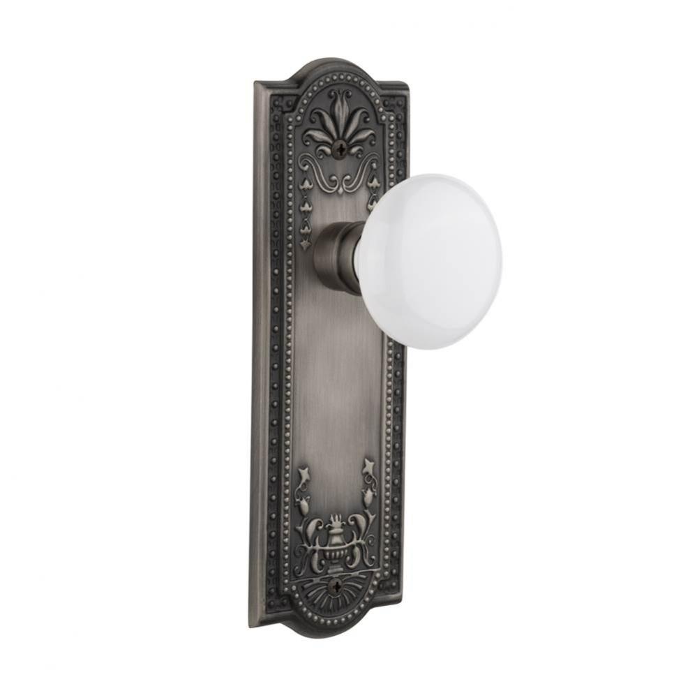 Nostalgic Warehouse Meadows Plate Passage White Porcelain Door Knob in Antique Pewter