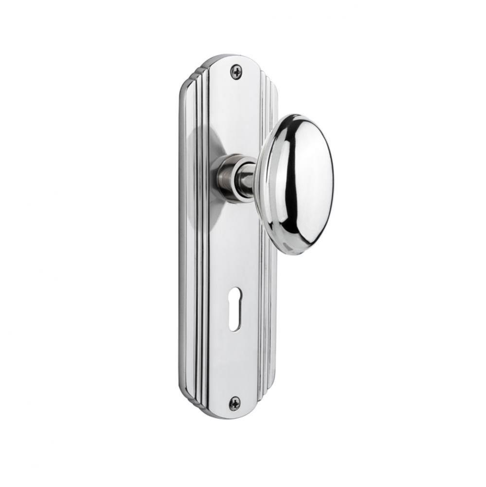 Nostalgic Warehouse Deco Plate with Keyhole Double Dummy Homestead Door Knob in Bright Chrome