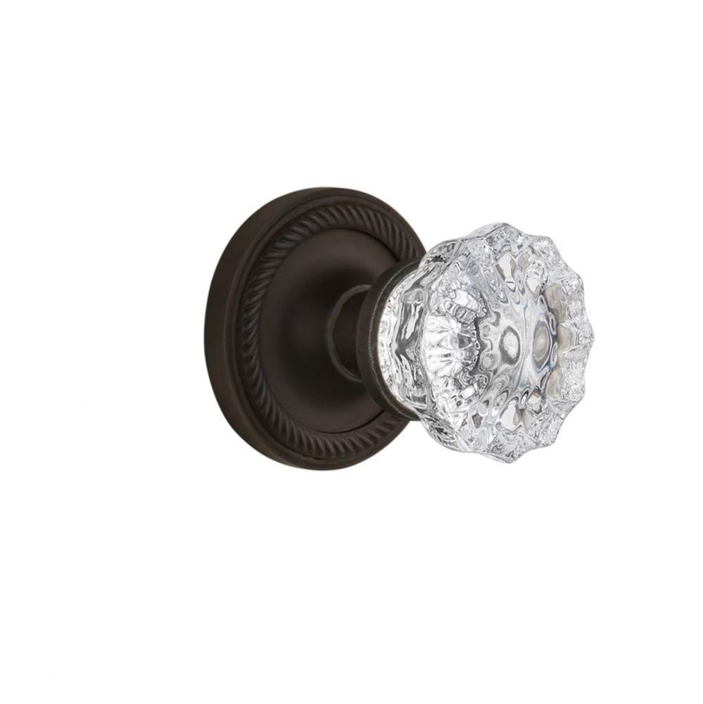 Nostalgic Warehouse Rope Rosette Passage Crystal Glass Door Knob in Oil-Rubbed Bronze