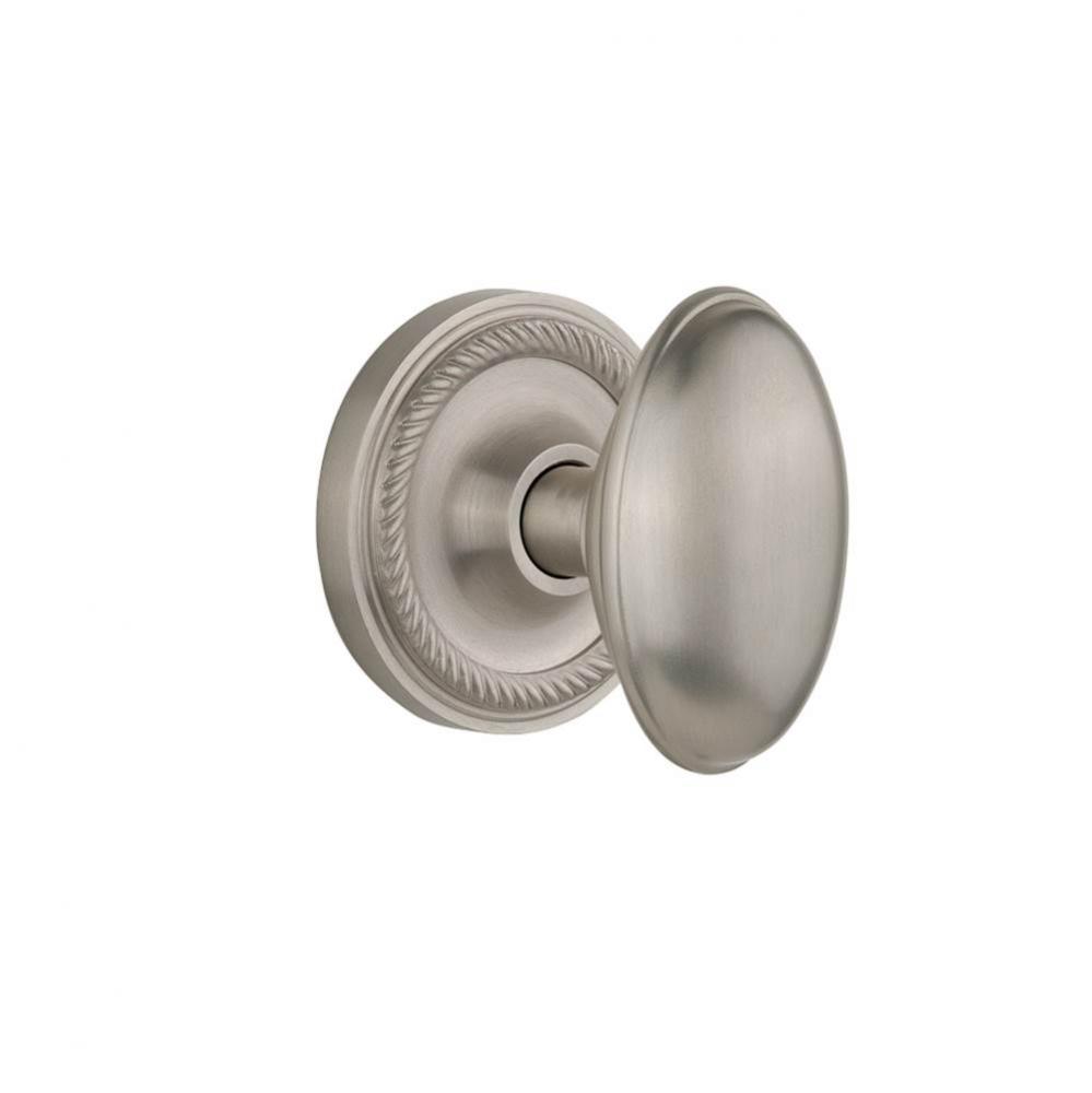 Nostalgic Warehouse Rope Rosette Privacy Homestead Door Knob in Satin Nickel