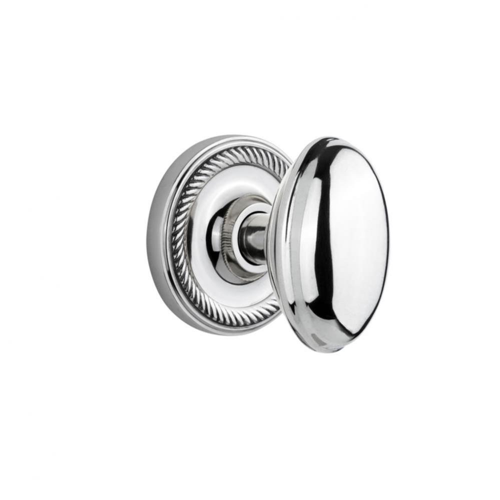 Nostalgic Warehouse Rope Rosette Privacy Homestead Door Knob in Bright Chrome