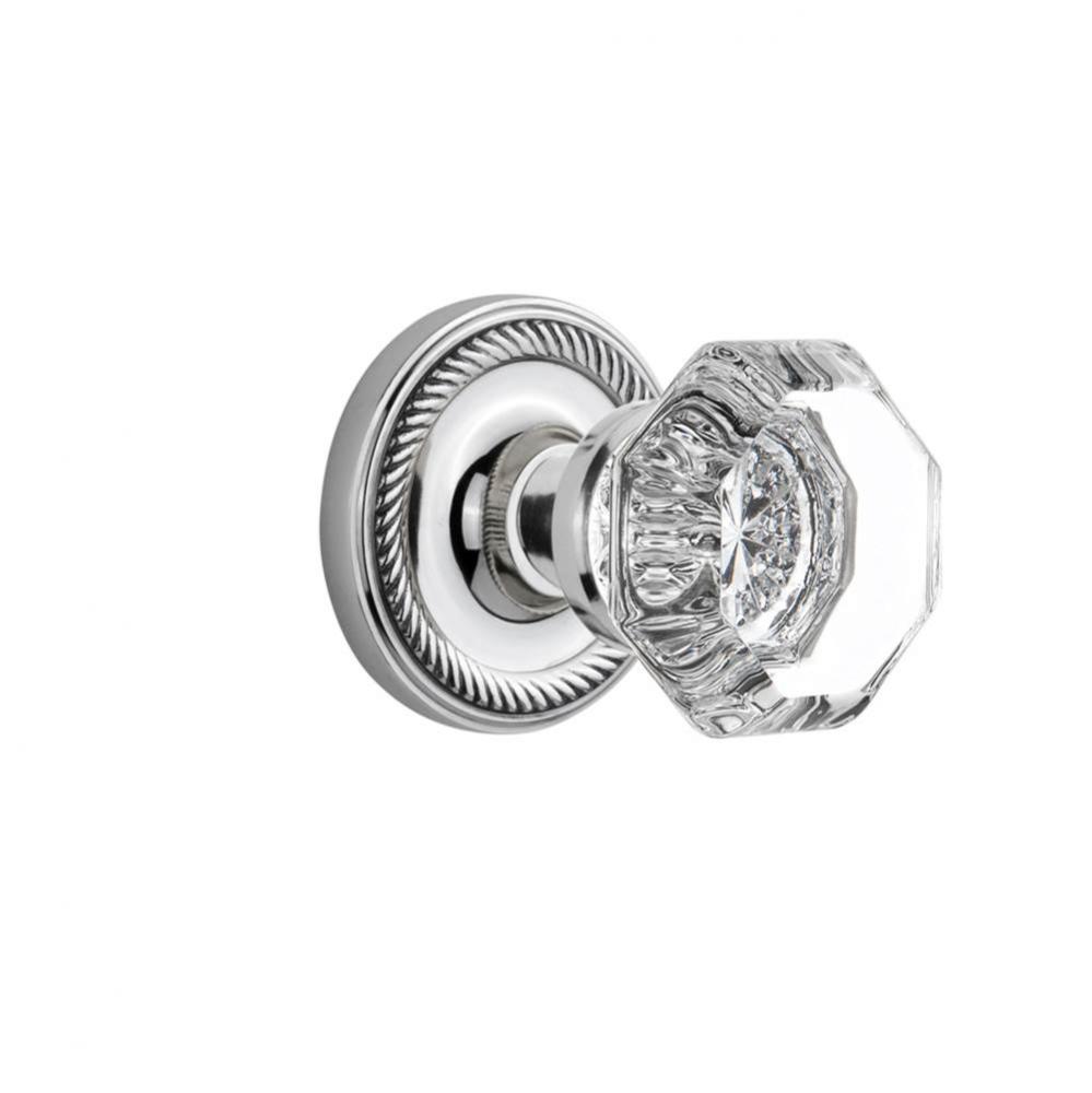 Nostalgic Warehouse Rope Rosette Privacy Waldorf Door Knob in Bright Chrome