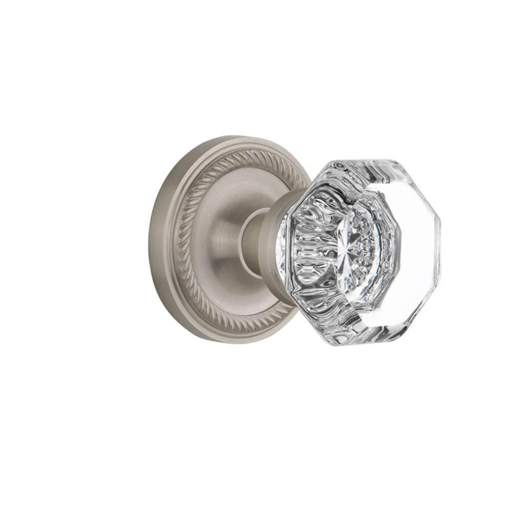 Nostalgic Warehouse Rope Rosette Passage Waldorf Door Knob in Satin Nickel