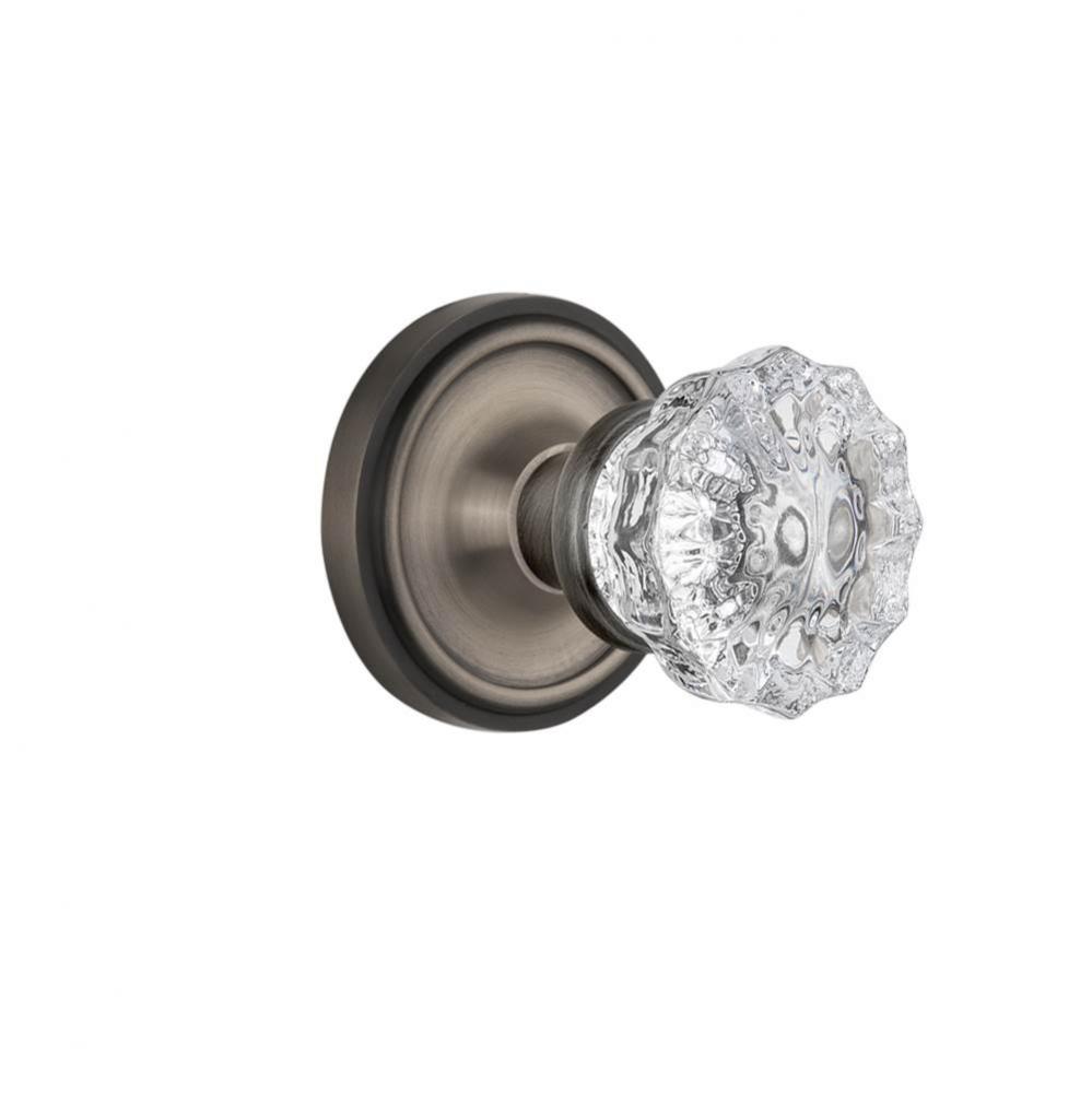 Nostalgic Warehouse Classic Rosette Double Dummy Crystal Glass Door Knob in Antique Pewter