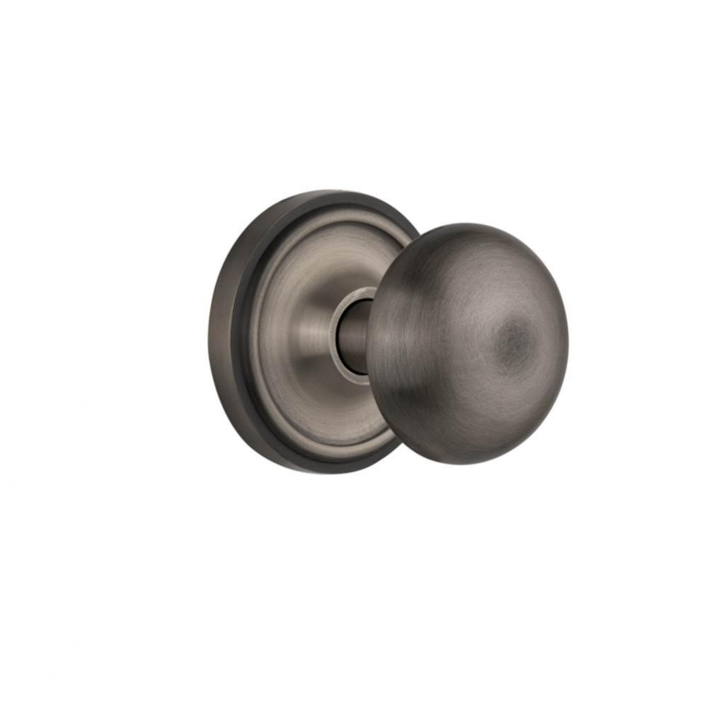 Nostalgic Warehouse Classic Rosette Privacy New York Door Knob in Antique Pewter