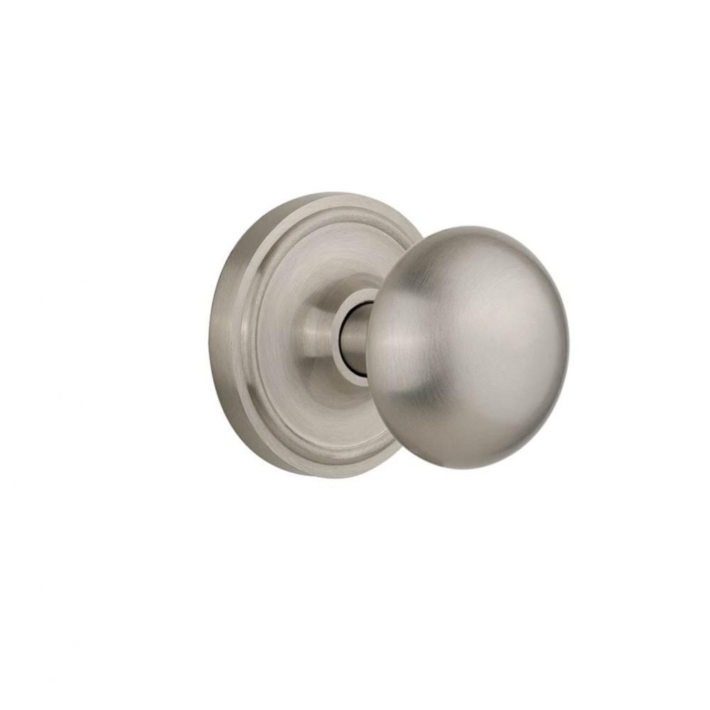 Nostalgic Warehouse Classic Rosette Privacy New York Door Knob in Satin Nickel