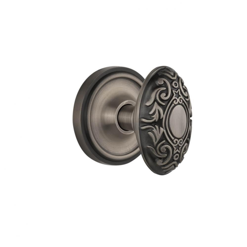 Nostalgic Warehouse Classic Rosette Privacy Victorian Door Knob in Antique Pewter