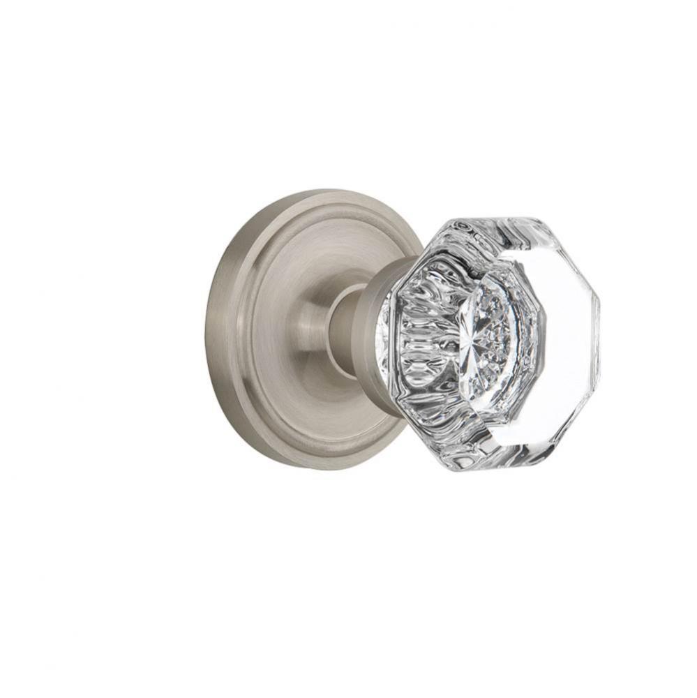 Nostalgic Warehouse Classic Rosette Privacy Waldorf Door Knob in Satin Nickel