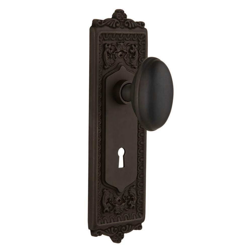 Nostalgic Warehouse Egg & Dart Plate Interior Mortise Homestead Door Knob in Oil-Rubbed Bronze