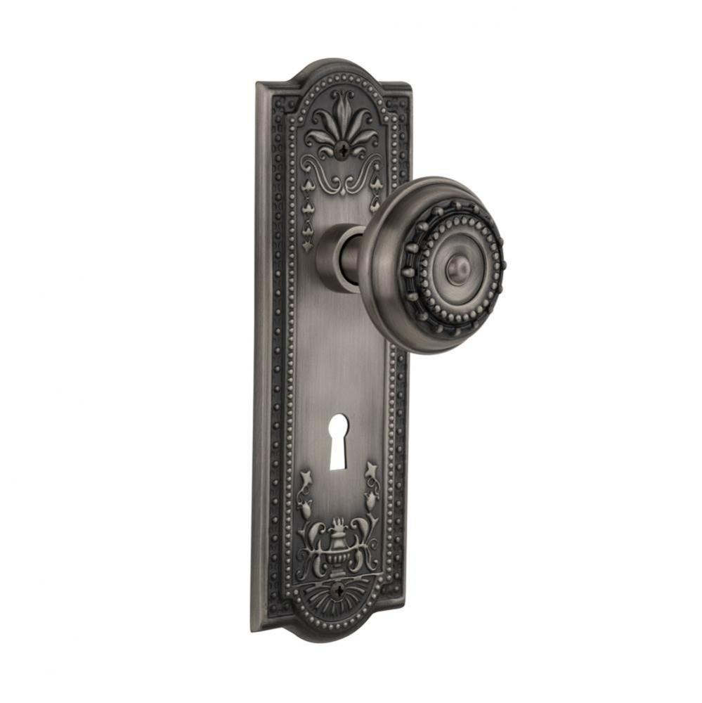 Nostalgic Warehouse Meadows Plate Interior Mortise Meadows Door Knob in Antique Pewter