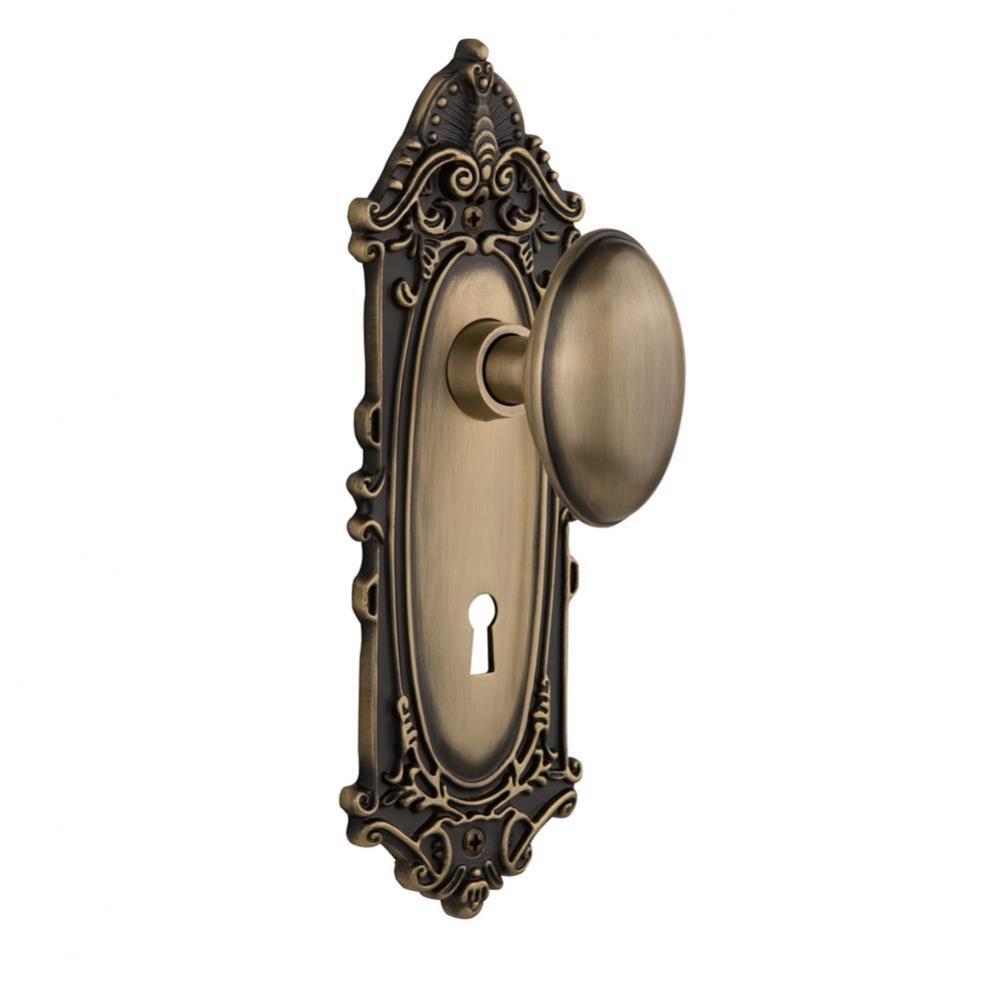 Nostalgic Warehouse Victorian Plate Interior Mortise Homestead Door Knob in Antique Brass