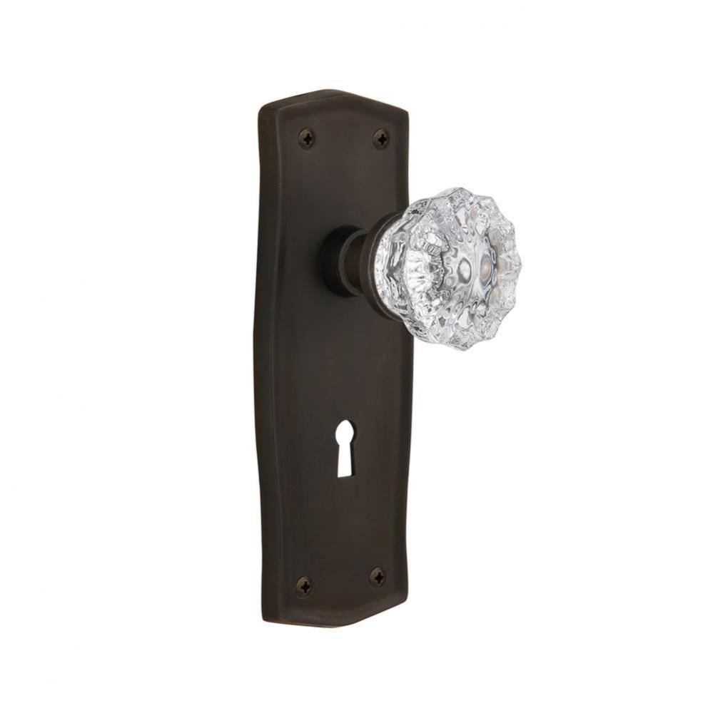 Nostalgic Warehouse Prairie Plate Interior Mortise Crystal Glass Door Knob in Oil-Rubbed Bronze