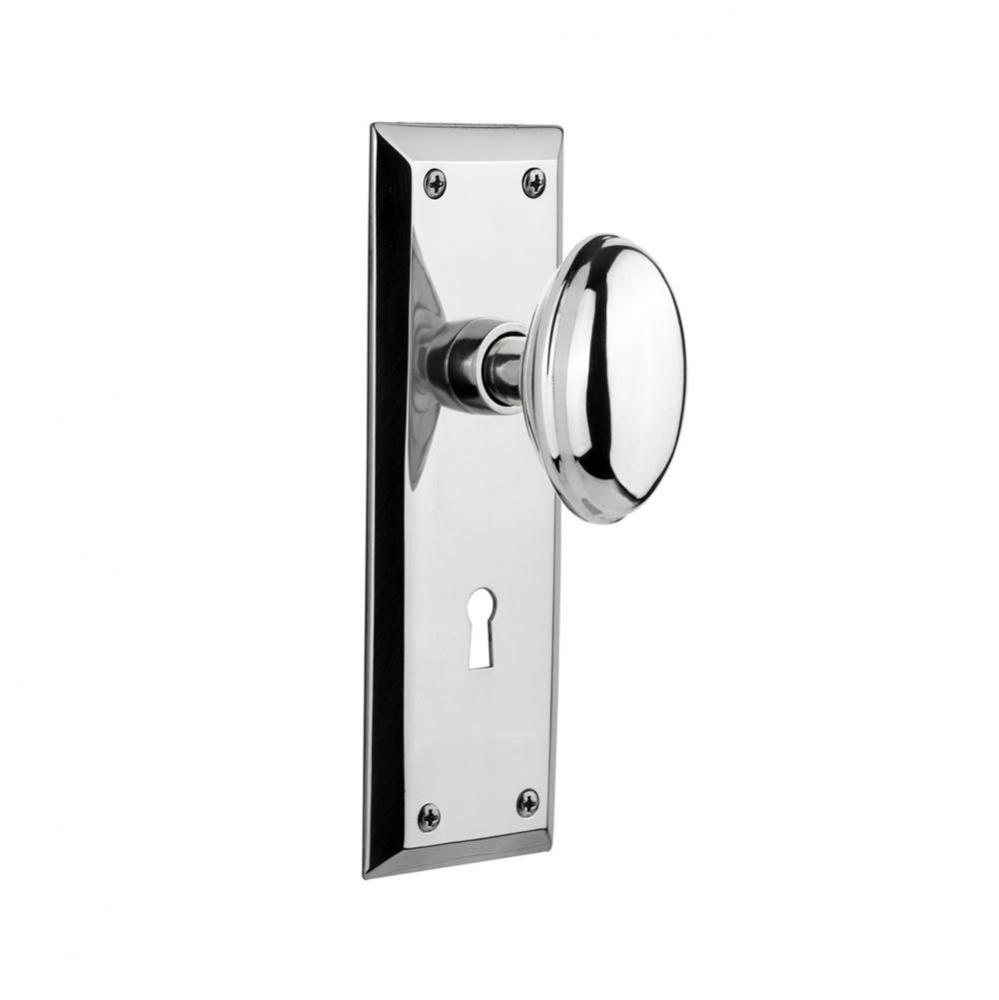 Nostalgic Warehouse New York Plate Interior Mortise Homestead Door Knob in Bright Chrome