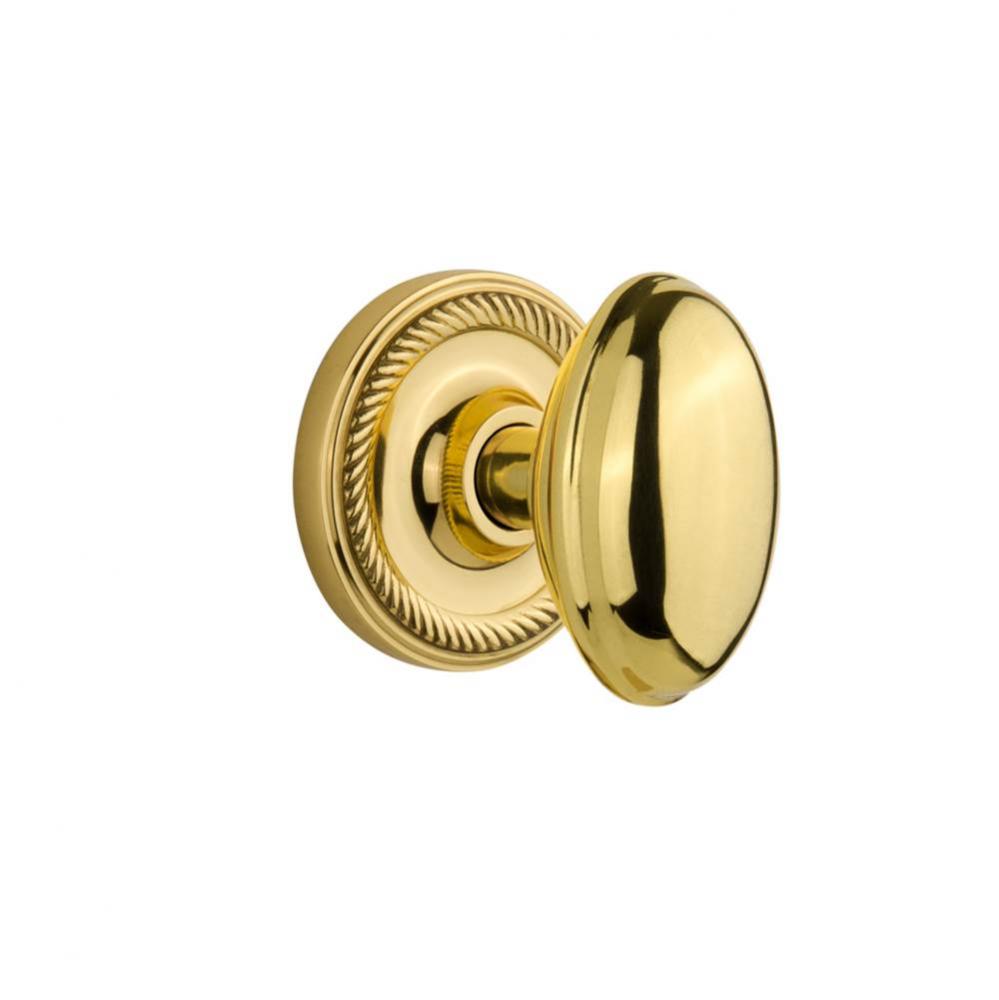 Nostalgic Warehouse Rope Rosette Interior Mortise Homestead Door Knob in Polished Brass