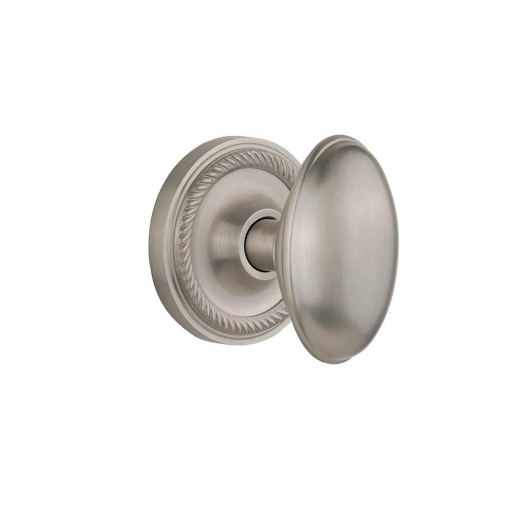 Nostalgic Warehouse Rope Rosette Interior Mortise Homestead Door Knob in Satin Nickel