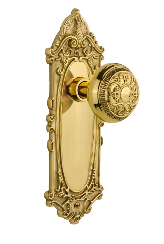 Nostalgic Warehouse Victorian Plate Single Dummy Egg & Dart Door Knob in Polished Brass