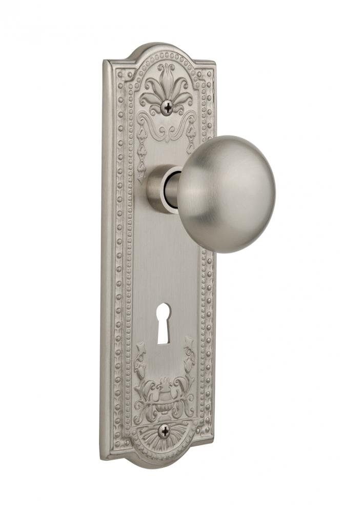 Nostalgic Warehouse Meadows Plate with Keyhole Single Dummy New York Door Knob in Satin Nickel