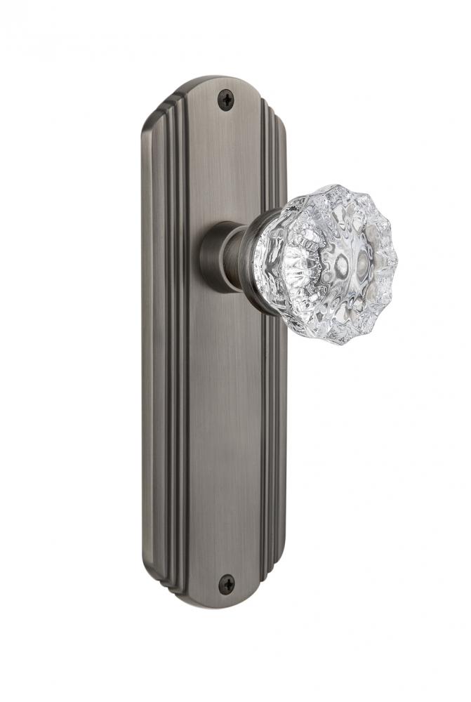 Nostalgic Warehouse Deco Plate Privacy Crystal Glass Door Knob in Antique Pewter