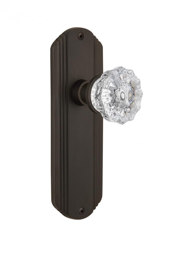 Nostalgic Warehouse Deco Plate Privacy Crystal Glass Door Knob in Oil-Rubbed Bronze