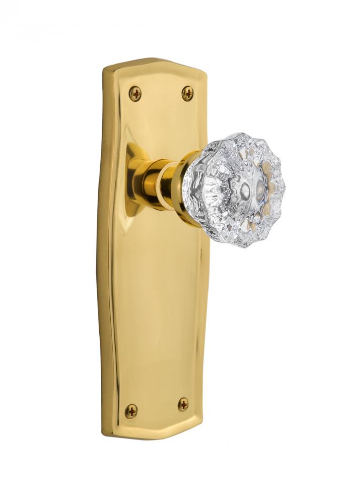 Nostalgic Warehouse Prairie Plate Passage Crystal Glass Door Knob in Unlacquered Brass
