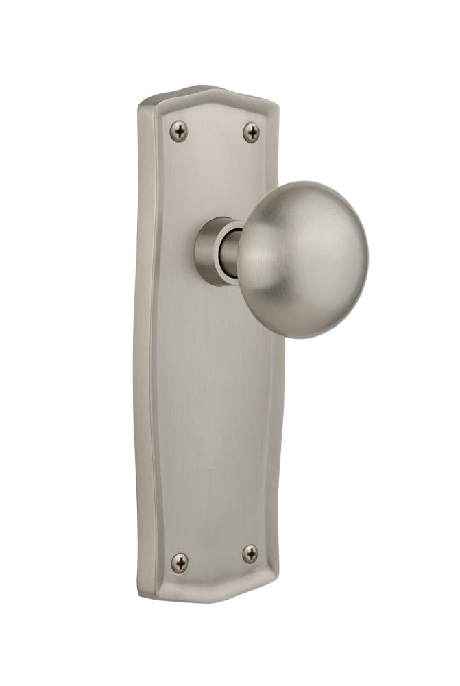 Nostalgic Warehouse Prairie Plate Privacy New York Door Knob in Satin Nickel