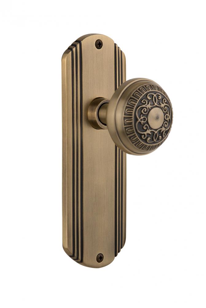 Nostalgic Warehouse Deco Plate Privacy Egg & Dart Door Knob in Antique Brass