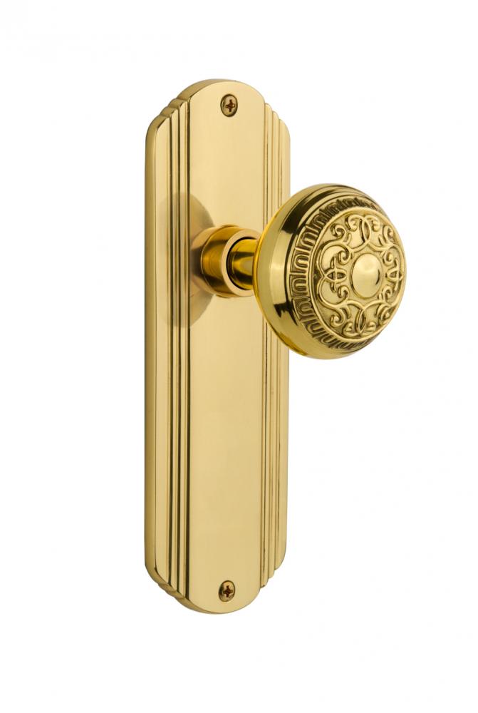 Nostalgic Warehouse Deco Plate Privacy Egg & Dart Door Knob in Polished Brass