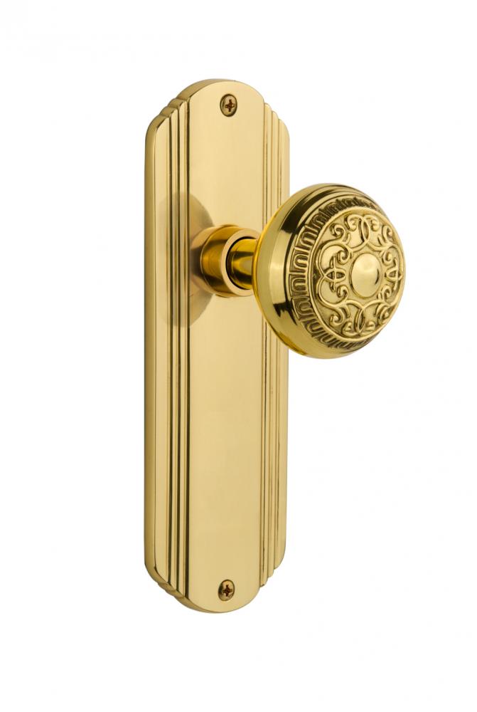 Nostalgic Warehouse Deco Plate Privacy Egg & Dart Door Knob in Unlacquered Brass