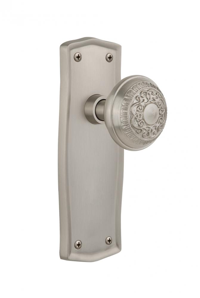 Nostalgic Warehouse Prairie Plate Privacy Egg & Dart Door Knob in Satin Nickel