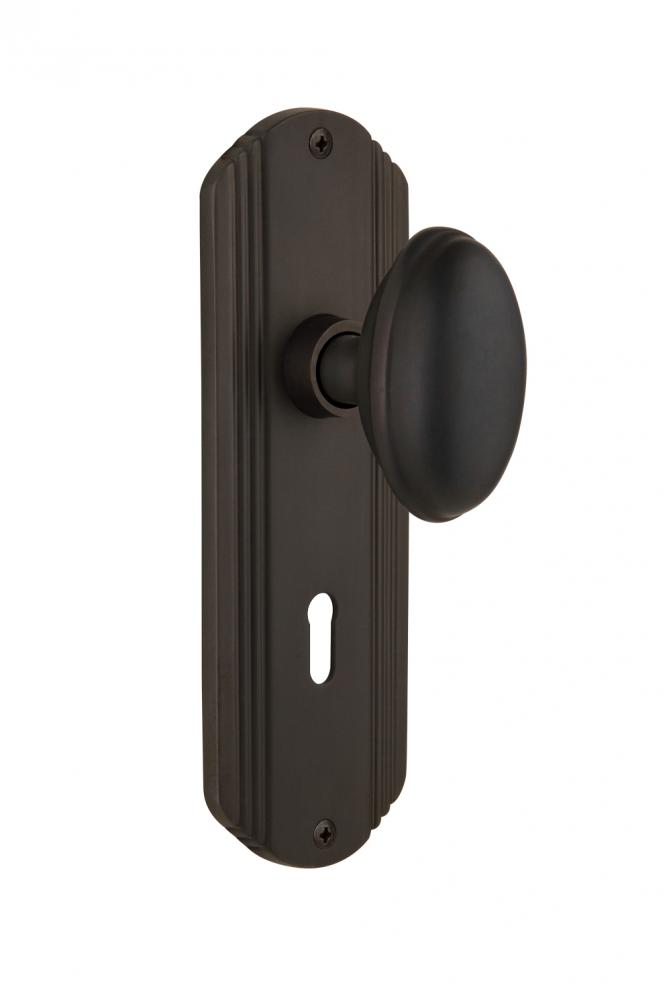 Nostalgic Warehouse Deco Plate with Keyhole Passage Homestead Door Knob in Oil-Rubbed Bronze