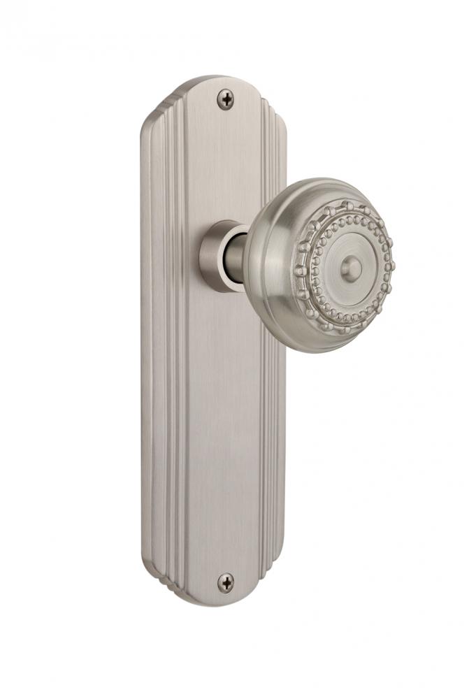 Nostalgic Warehouse Deco Plate Privacy Meadows Door Knob in Satin Nickel