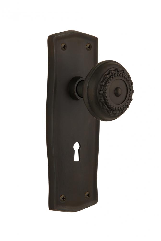 Nostalgic Warehouse Prairie Plate with Keyhole Passage Meadows Door Knob in Oil-Rubbed Bronze