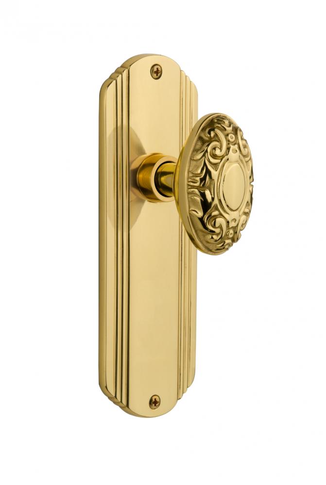 Nostalgic Warehouse Deco Plate Privacy Victorian Door Knob in Unlacquered Brass