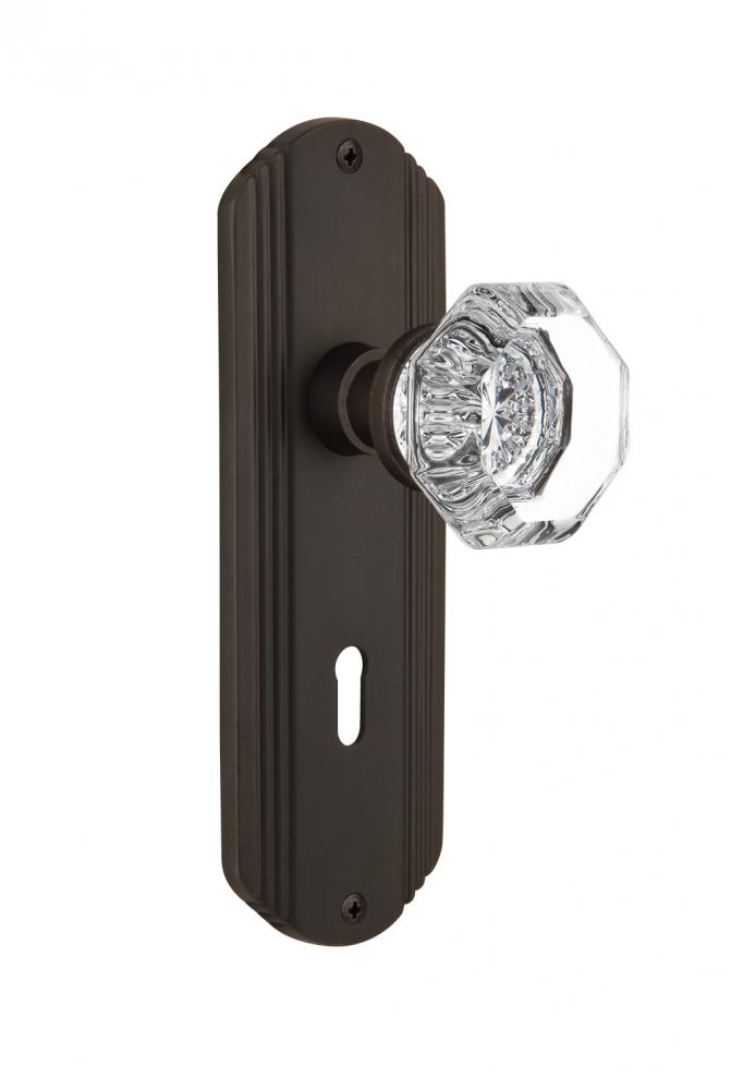 Nostalgic Warehouse Deco Plate with Keyhole Privacy Waldorf Door Knob in Oil-Rubbed Bronze