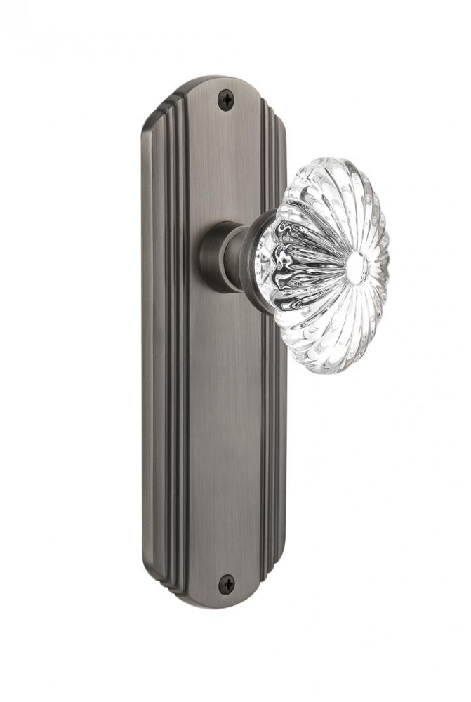 Nostalgic Warehouse Deco Plate Passage Oval Fluted Crystal Glass Door Knob in Antique Pewter