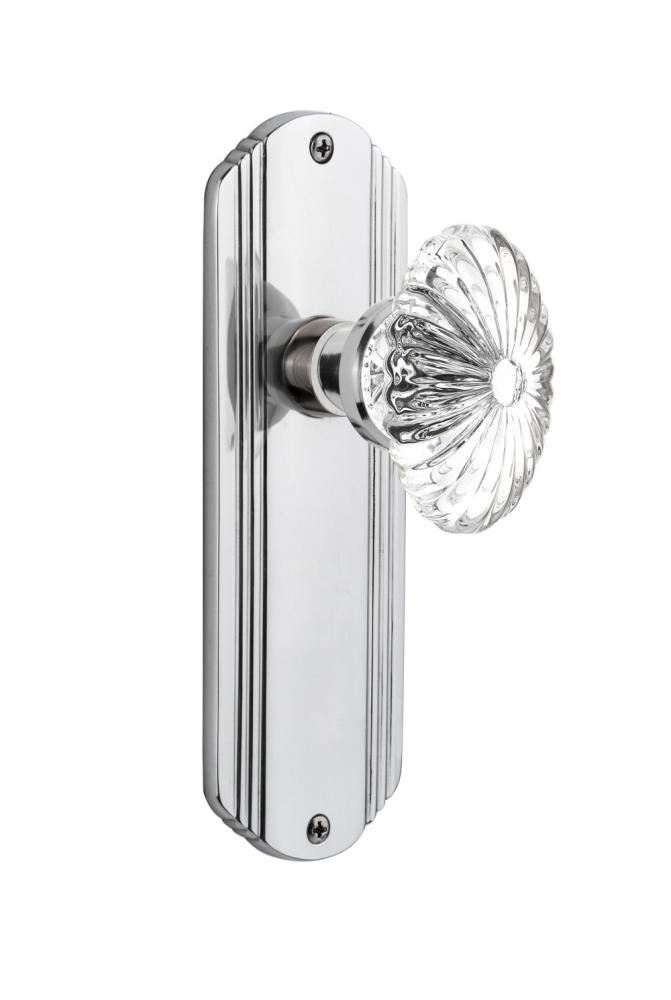 Nostalgic Warehouse Deco Plate Passage Oval Fluted Crystal Glass Door Knob in Bright Chrome