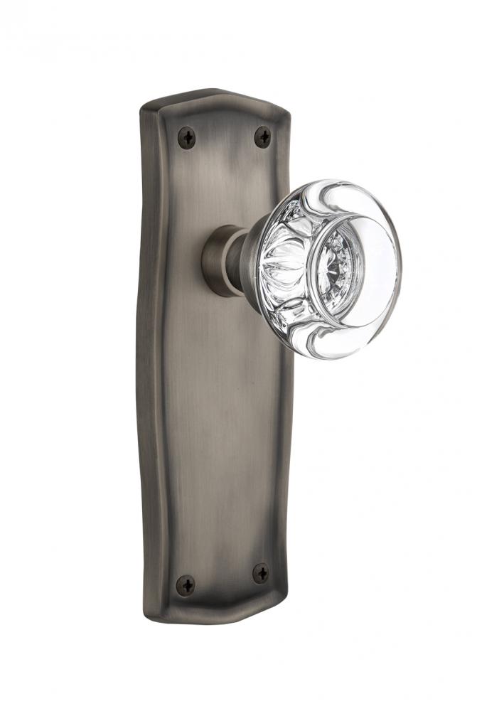 Nostalgic Warehouse Prairie Plate Passage Round Clear Crystal Glass Door Knob in Antique Pewter