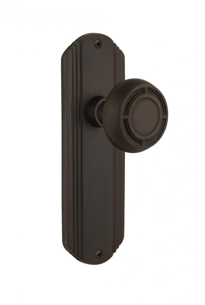 Nostalgic Warehouse Deco Plate Privacy Mission Door Knob in Oil-Rubbed Bronze