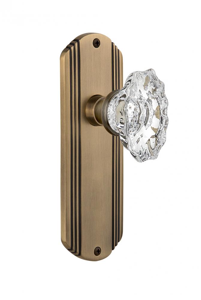 Nostalgic Warehouse Deco Plate Passage Chateau Door Knob in Antique Brass