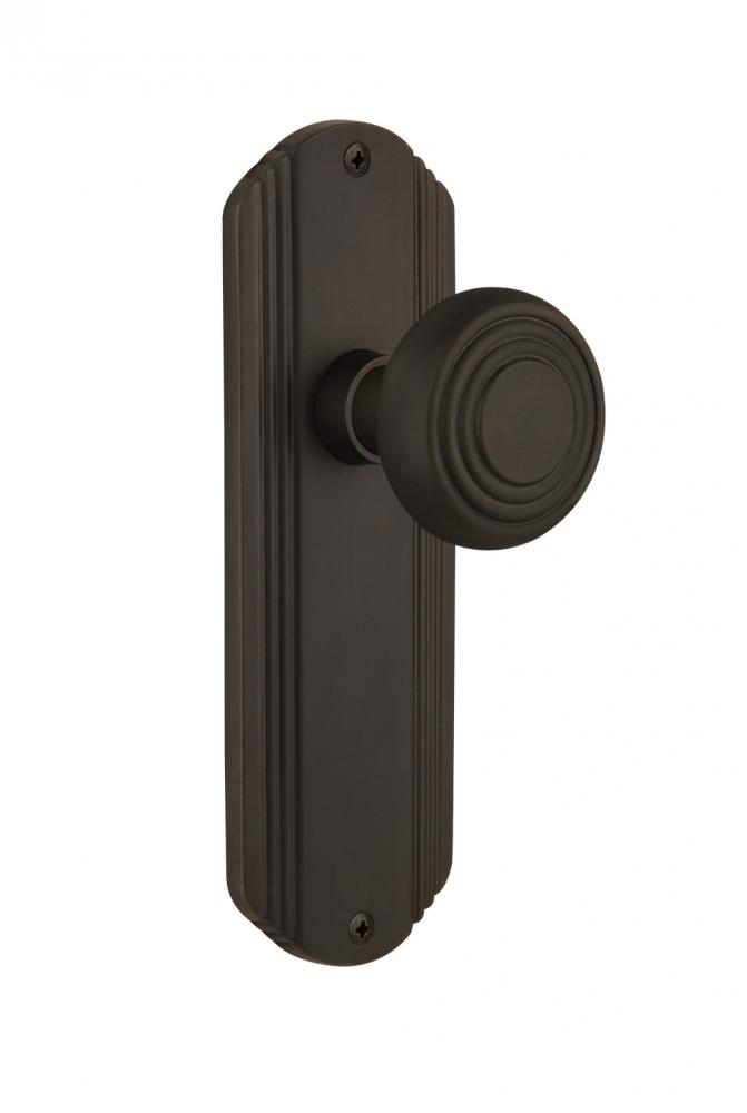 Nostalgic Warehouse Deco Plate Privacy Deco Door Knob in Oil-Rubbed Bronze