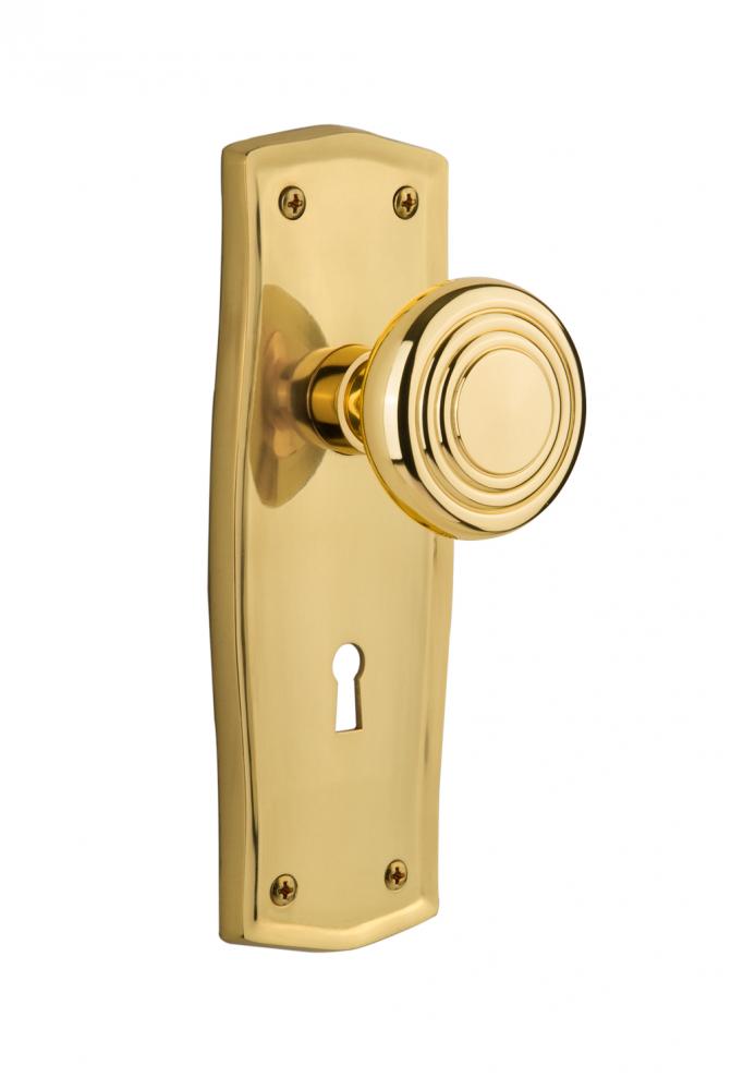Nostalgic Warehouse Prairie Plate with Keyhole Passage Deco Door Knob in Unlacquered Brass