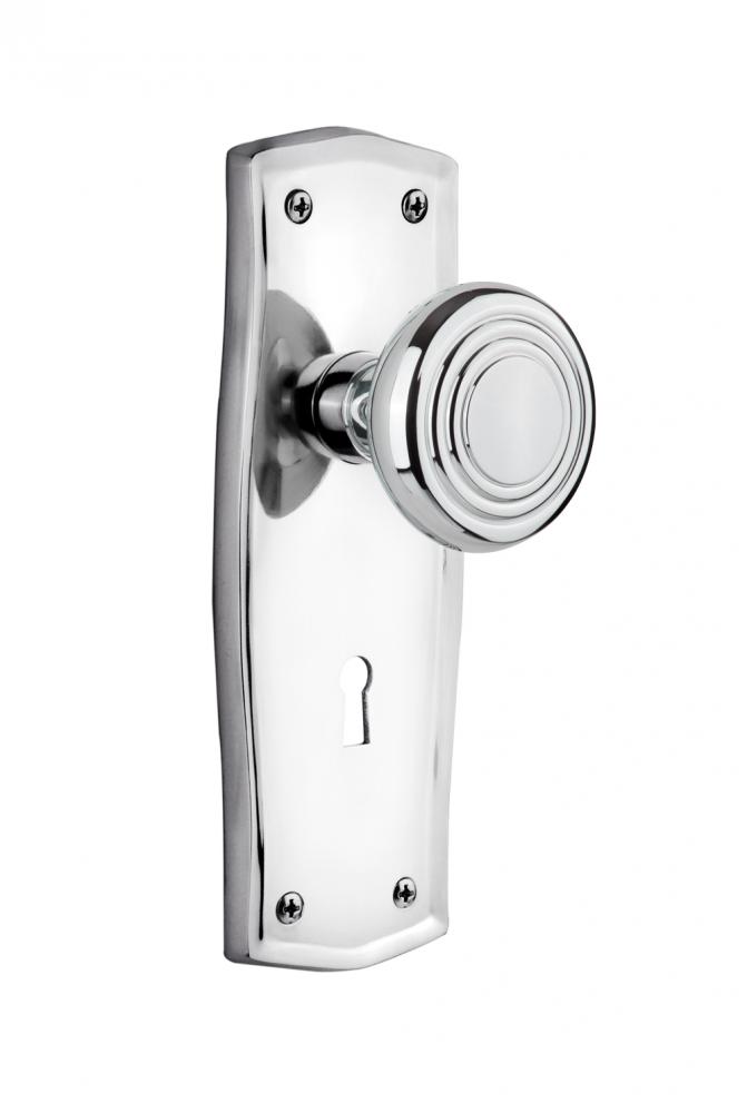 Nostalgic Warehouse Prairie Plate with Keyhole Privacy Deco Door Knob in Bright Chrome