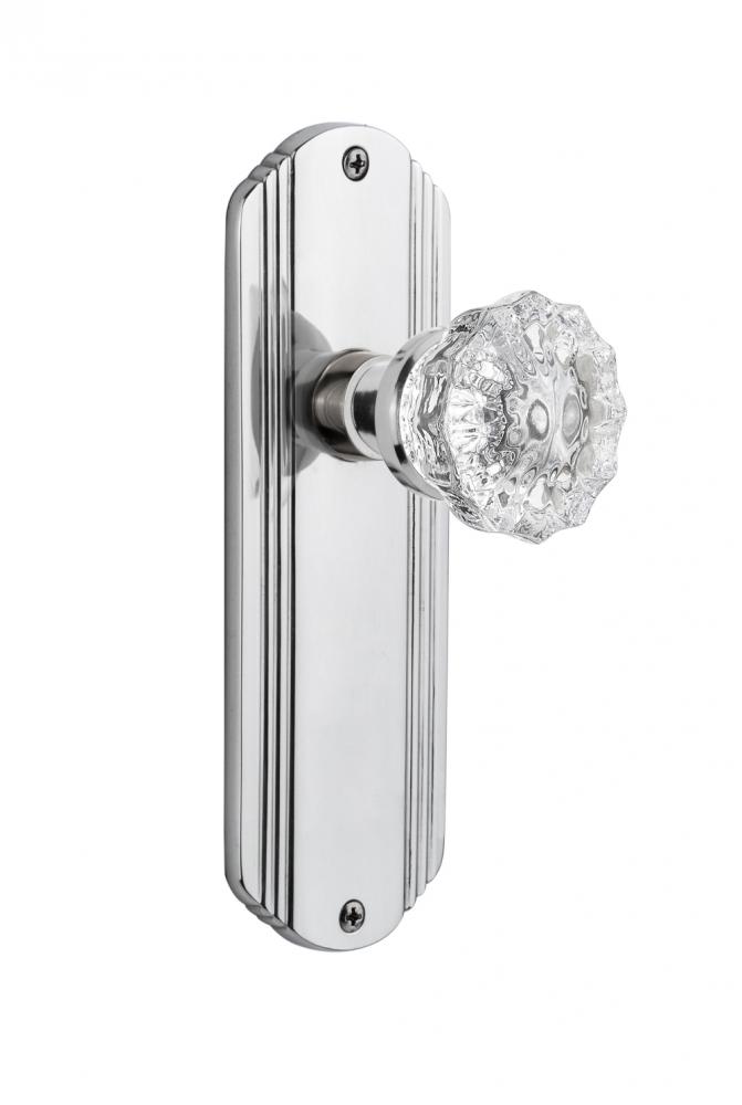 Nostalgic Warehouse Deco Plate Single Dummy Crystal Glass Door Knob in Bright Chrome