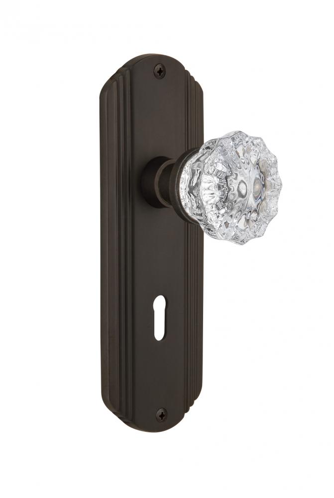 Nostalgic Warehouse Deco Plate Interior Mortise Crystal Glass Door Knob in Oil-Rubbed Bronze