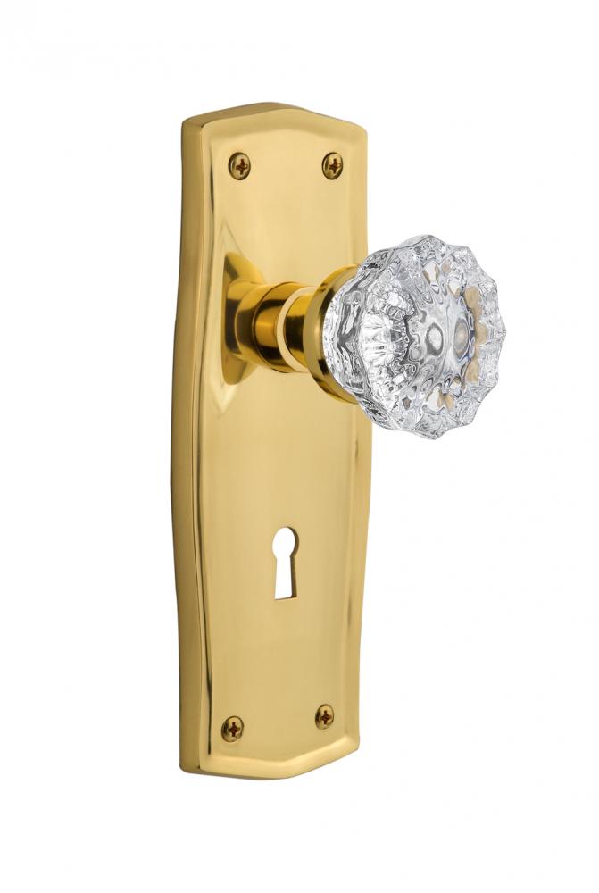 Nostalgic Warehouse Prairie Plate with Keyhole Single Dummy Crystal Glass Door Knob in Unlacquered