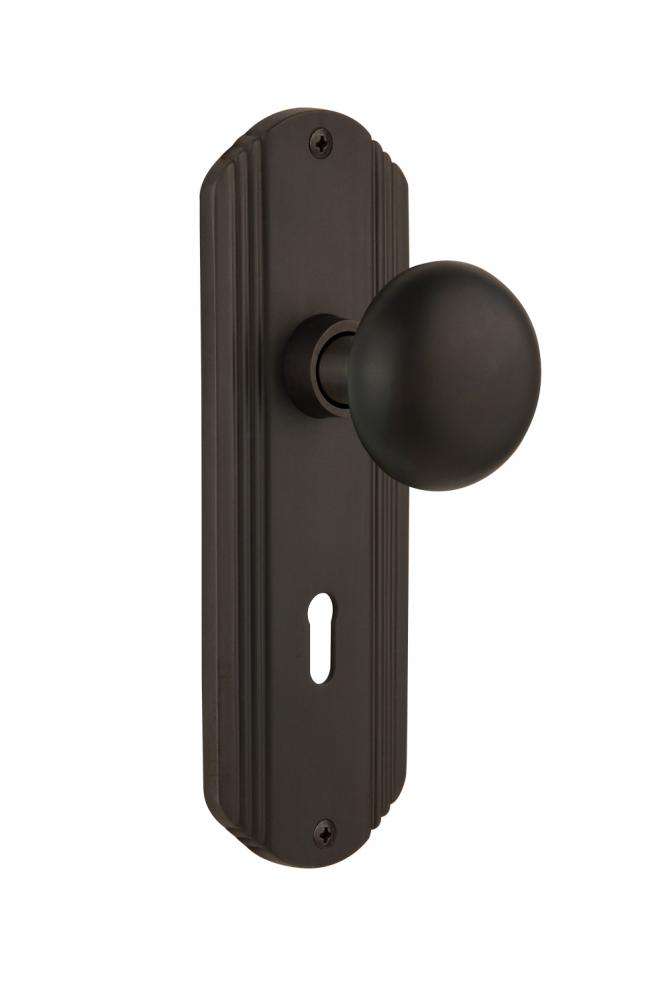 Nostalgic Warehouse Deco Plate with Keyhole Double Dummy New York Door Knob in Oil-Rubbed Bronze
