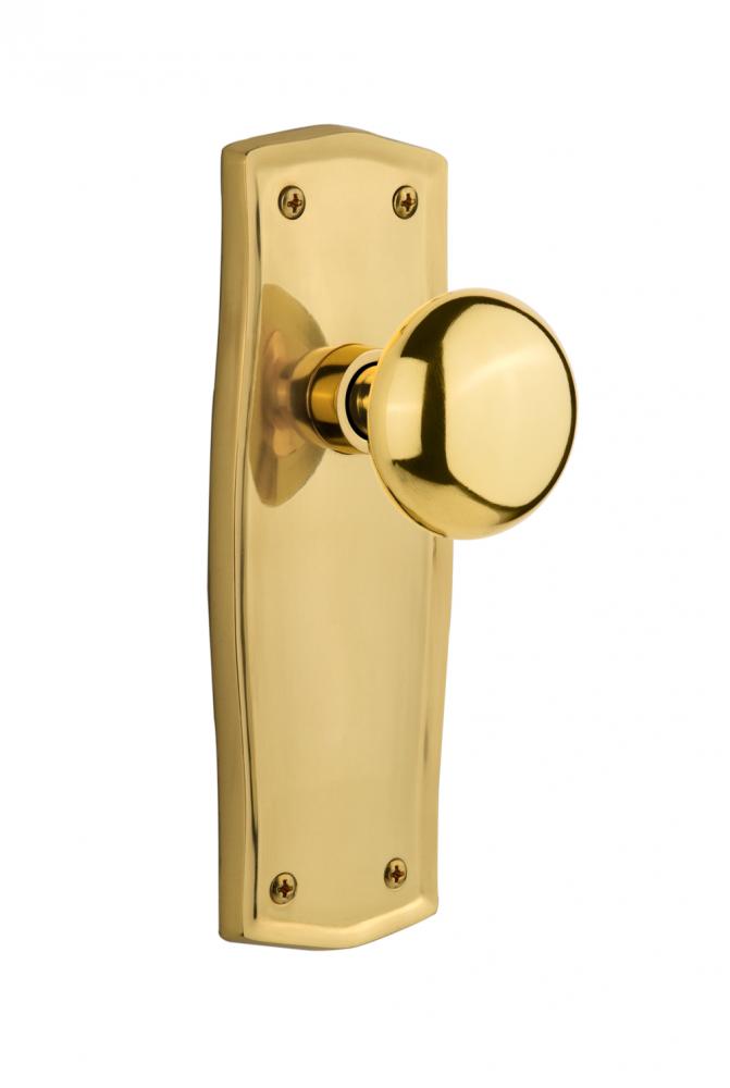 Nostalgic Warehouse Prairie Plate Single Dummy New York Door Knob in Polished Brass