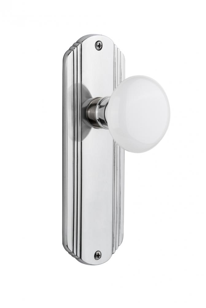 Nostalgic Warehouse Deco Plate Double Dummy White Porcelain Door Knob in Bright Chrome