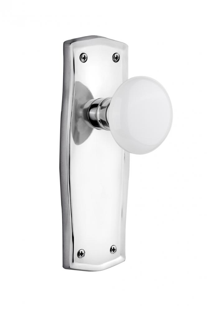 Nostalgic Warehouse Prairie Plate Single Dummy White Porcelain Door Knob in Bright Chrome